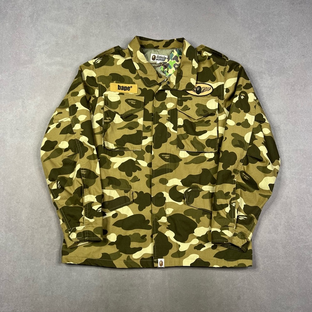 Bape Men's Green Camouflage Field Jacket